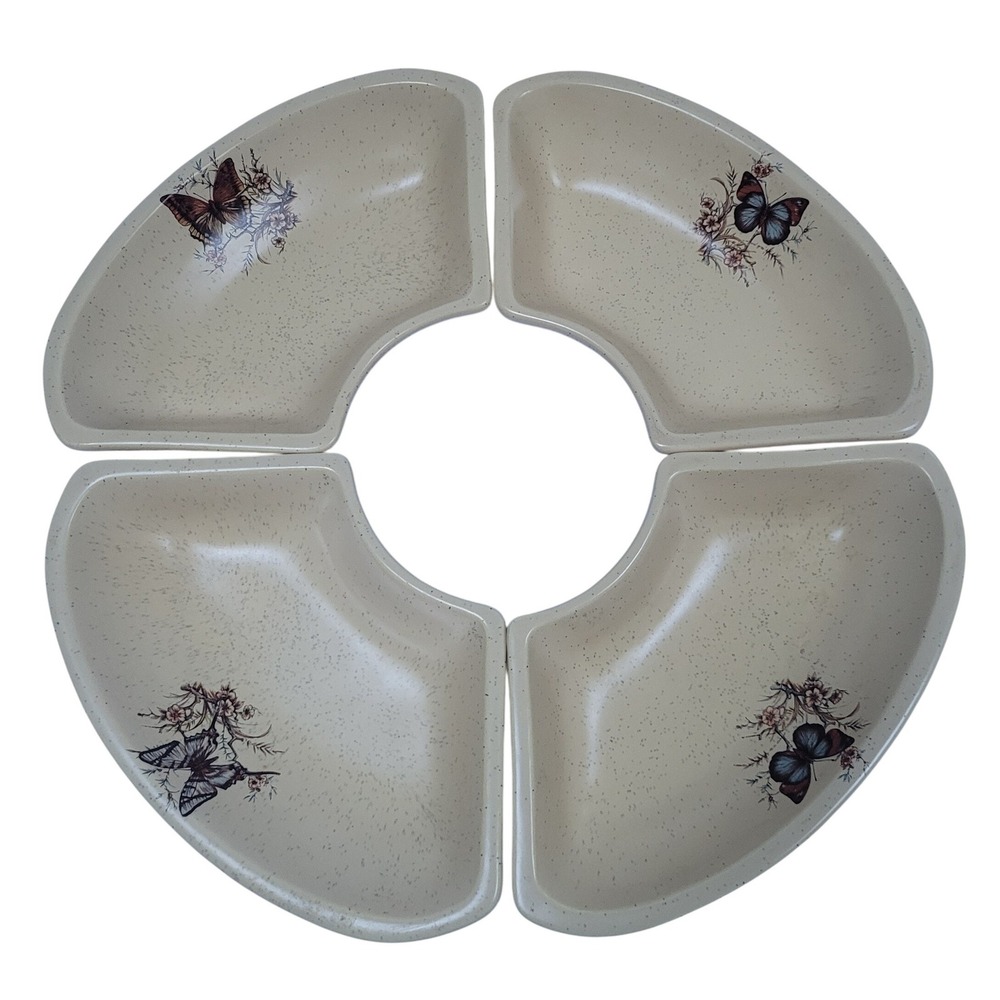 Treasure Craft 4 Lazy Susan Trays Butterfly Beige